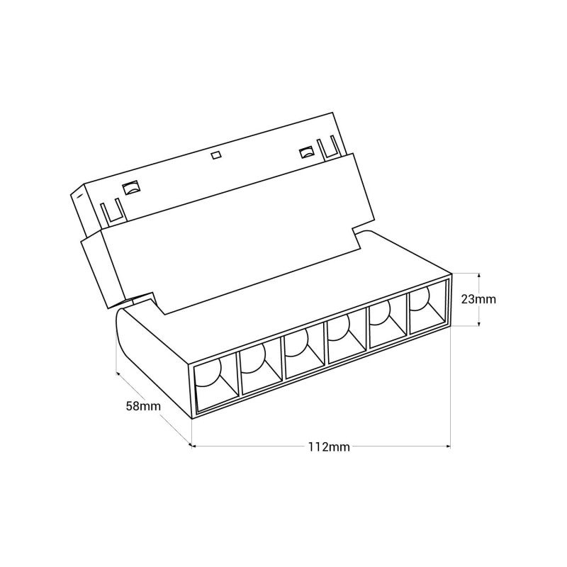 Faretto Lineare Orientabile Magnetico 48V | 6W |  UGR | Nero