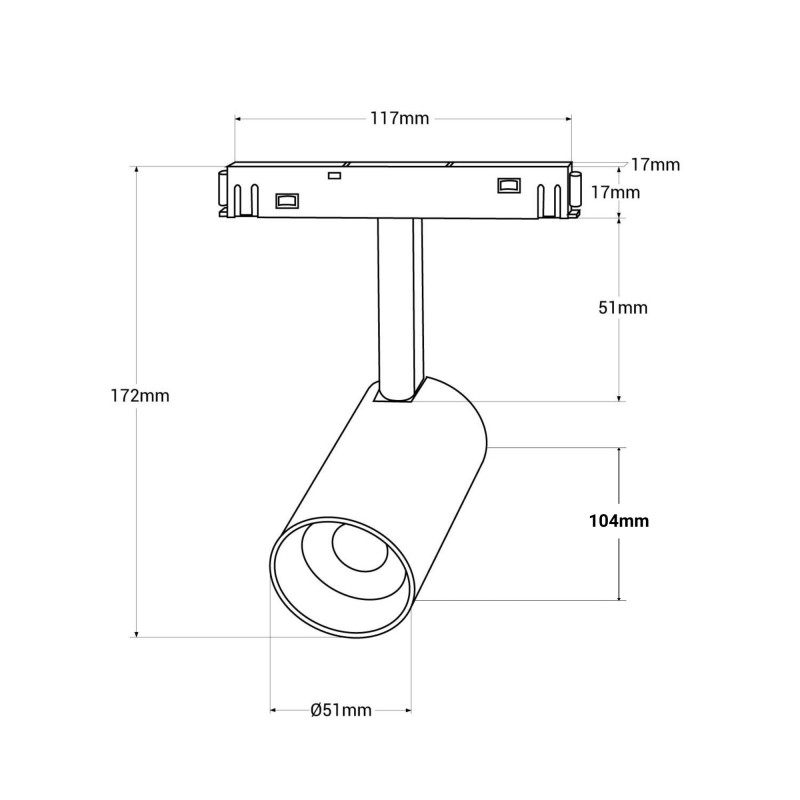 Faretto Spotlight Binario magnetico 6w | Nero | CCT