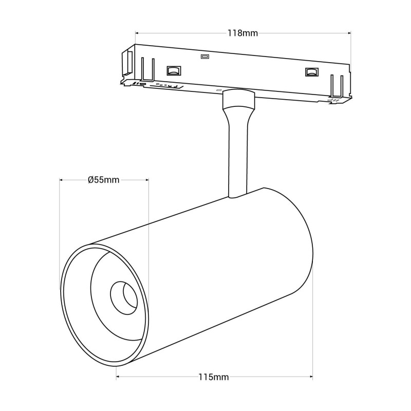 Faretto Spotlight magnetico 18w | Nero