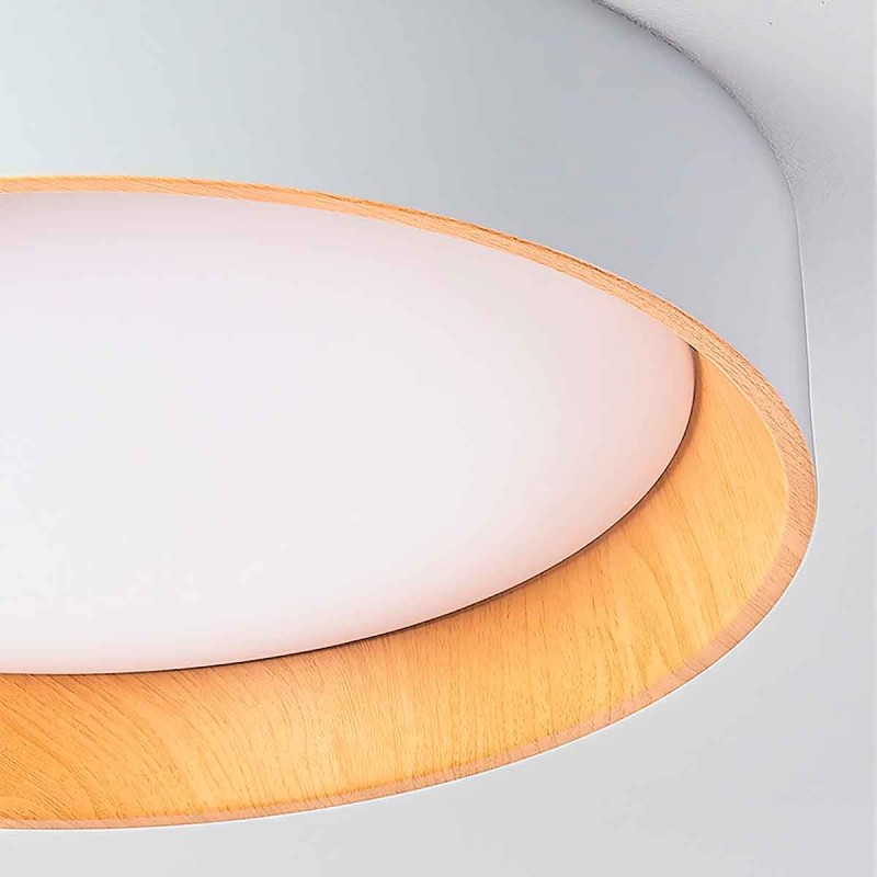 Lampada LED ADRO Bianca con Dettaglio in Legno | 28w