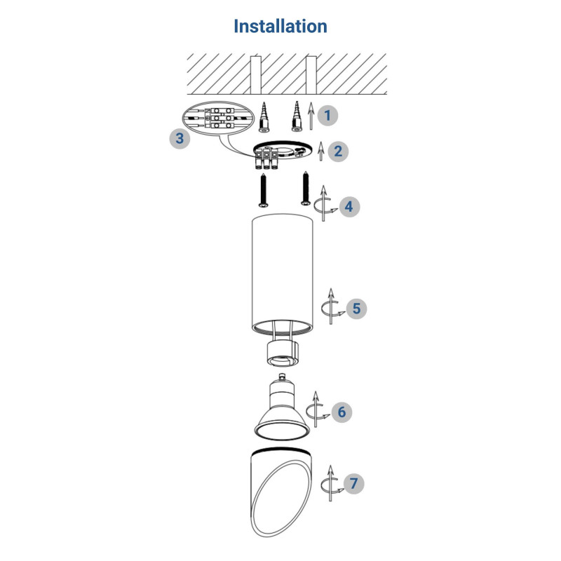 Applique soffitto smussato in tubo 15cm