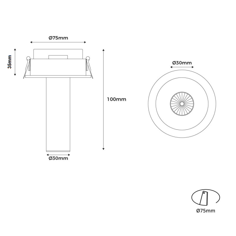 LED-Strahler Einbaustrahler verstellbar SIL | 100mm | 7W | ZOOM