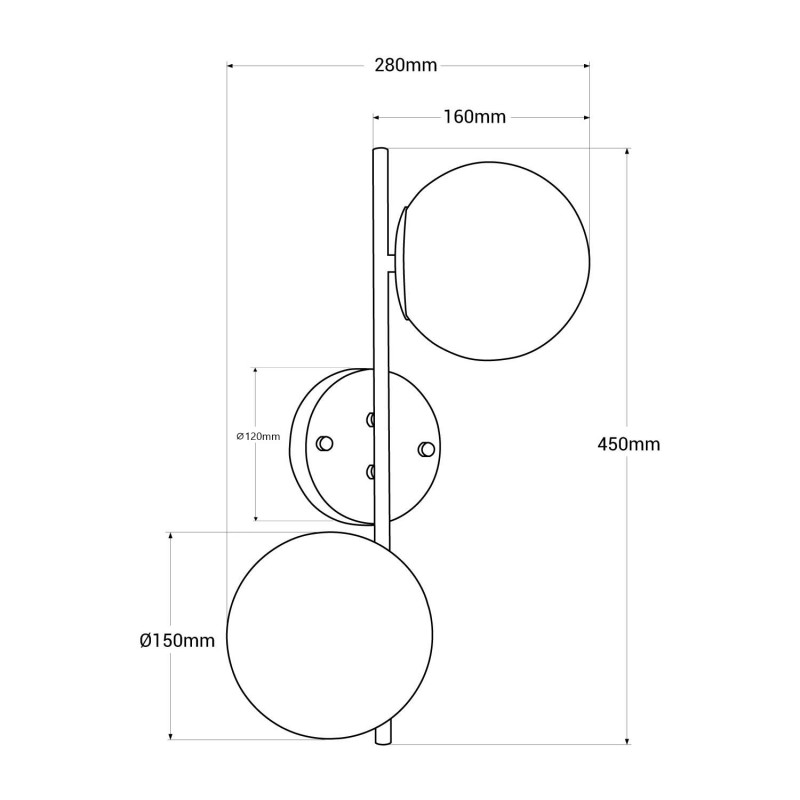 Applique da parete Doppia Sfera Gemini Oro