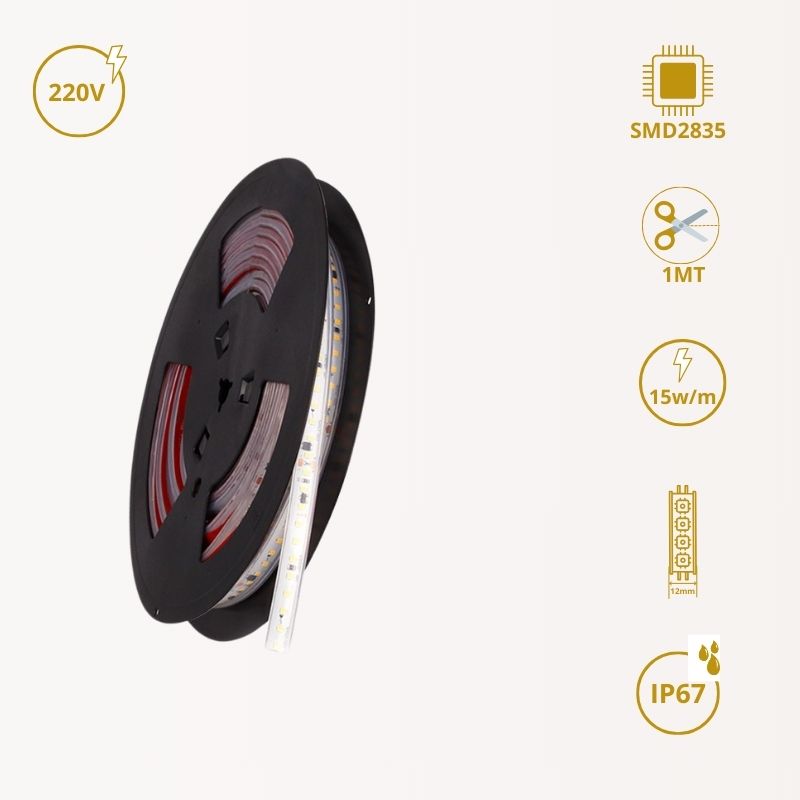 LED-Streifen 220V Chip SMD2835 | 12mm | IP67
