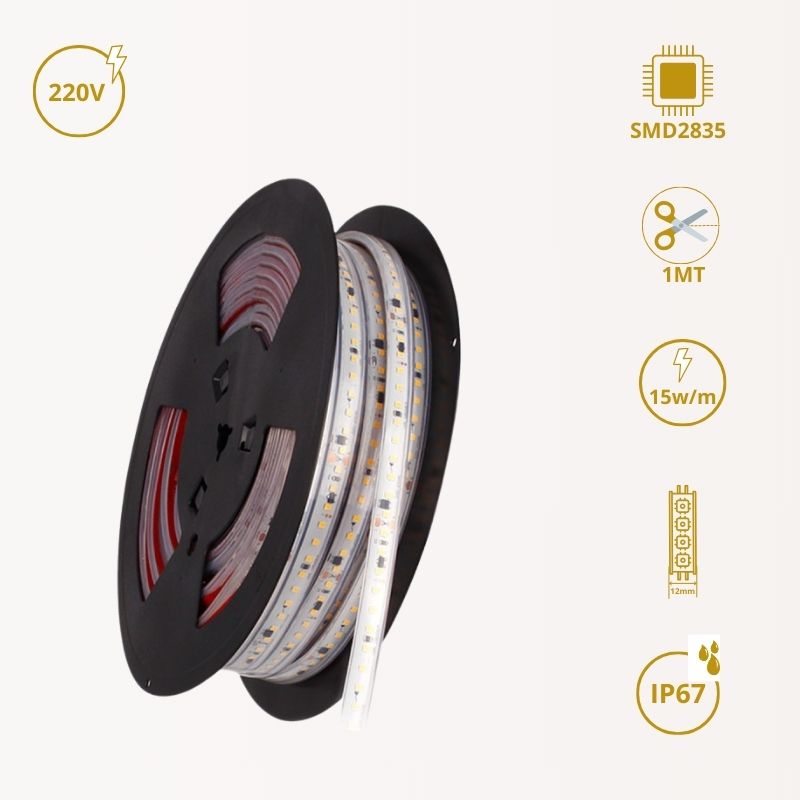 LED-Streifen 220V Chip SMD2835 | 12mm | IP67