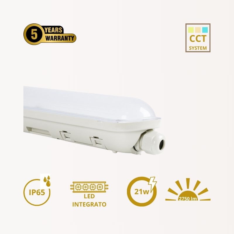 Plafoniera Stagna Led Impermeabile | 60cm | 2.750lm | CCT