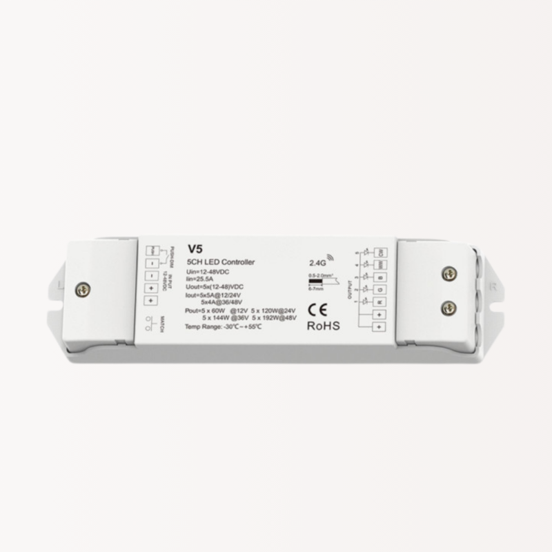 Controller RGB+CCT | 12-48V DC | 25A | RF 2.4G | PUSH