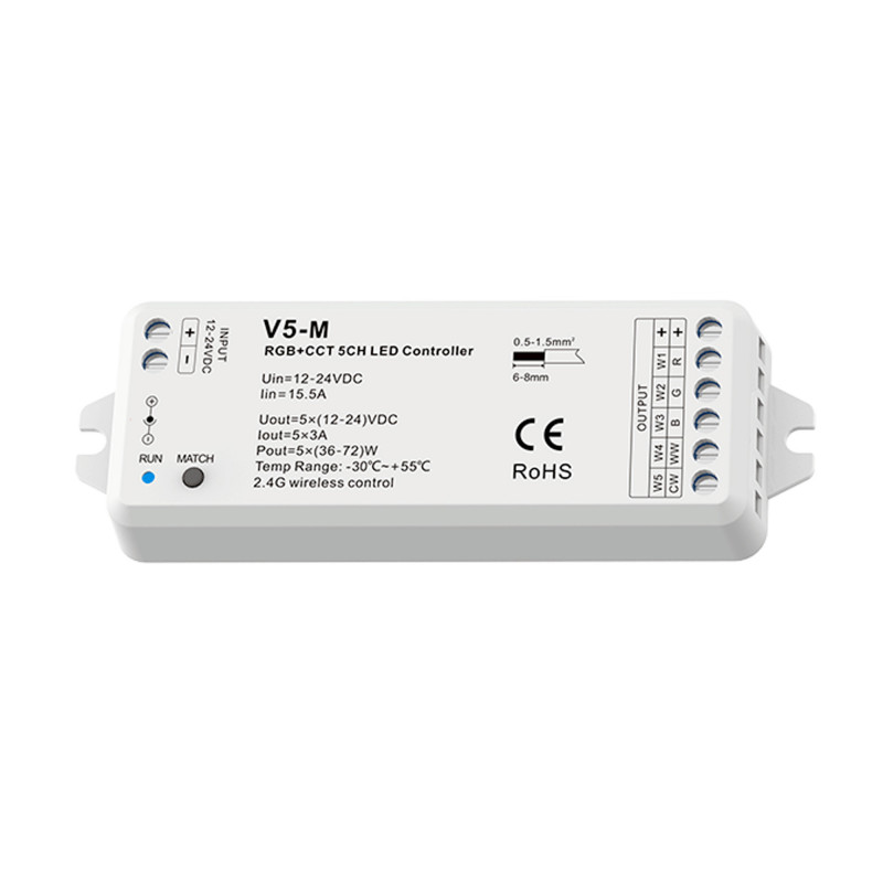 Controller RGB+CCT | 12-48V DC | 15A | RF 2.4G