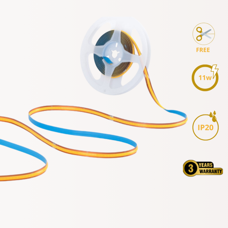 COB LED-Streifen 24V | Einfarbig | FREE CUT | 11W/m | IP20 | 5MT oder 10MT