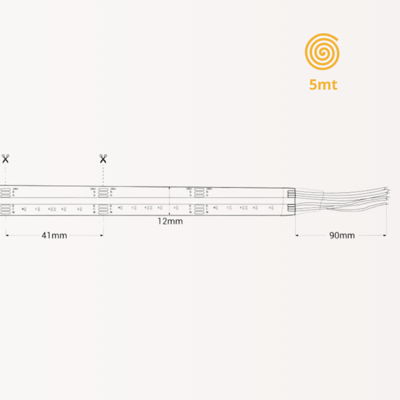 COB LED Streifen 24V DC | CCT+RGB | IP20 | 19W/m | 12mm | 5mt